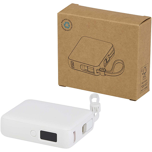 Acrux 10.000 mAh 35W tablet power bank with built in Type-C cable - made from recycled plastic 1