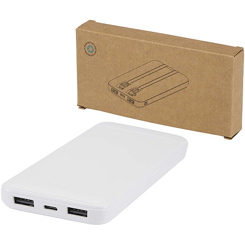 Adhil 10.000 mAh 10W recycled plastic power bank with 2 built-in cables 1