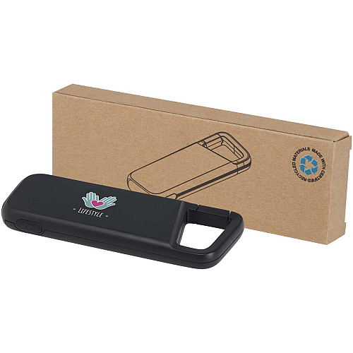 Alkes 5000 mAh 12W recycled plastic water resistant power bank with carabiner 2