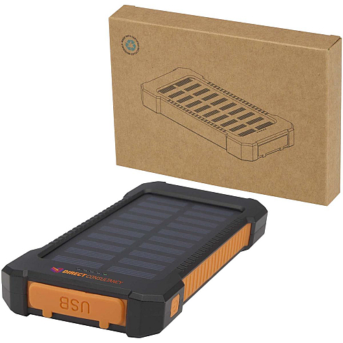 Altair 5000 mAh 10W recycled plastic rugged solar power bank with built-in torch 2
