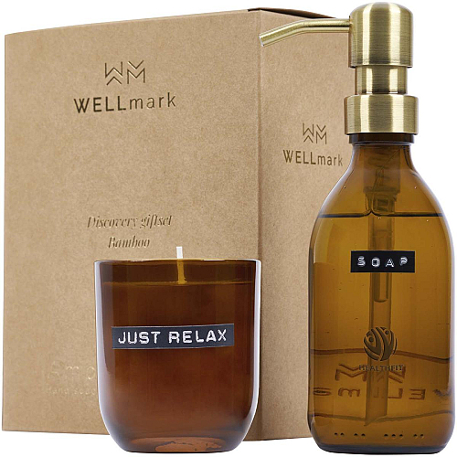 Wellmark Discovery 200 ml hand soap dispenser and 150 g scented candle set - bamboo fragrance 3