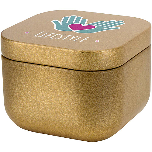 Tindra square tin candle with vanilla aroma 2