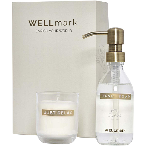 Wellmark Discovery 250 ml hand soap dispenser and 150 g scented candle set 2
