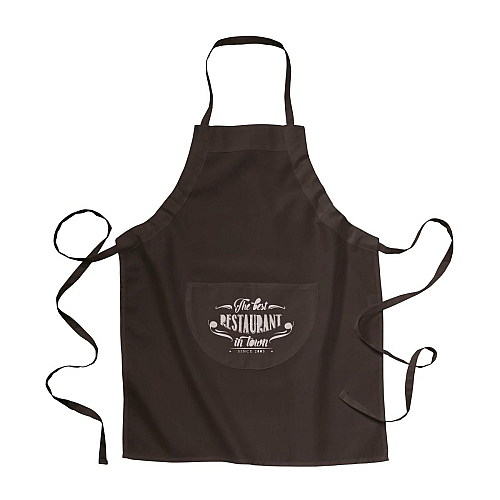 30% cotton/70% polyester (160 g/m2) long cooking apron with front pocket and adjustable ti 2