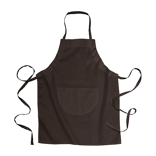 30% cotton/70% polyester (160 g/m2) long cooking apron with front pocket and adjustable ti 1