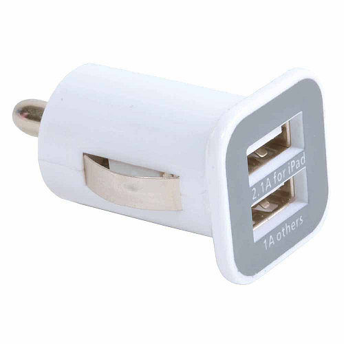 Micro usb car charger with 2 usb ports. input 12 v - output 5 v/1000 ma; 5 v/2100 ma 1
