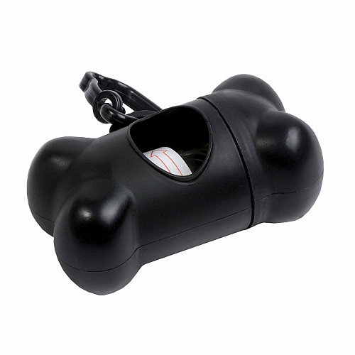 PP bone-shaped dog waste bag dispenser (15 bags included) with snap hook 1