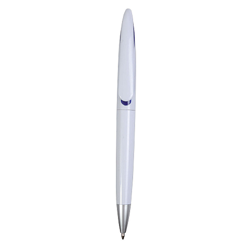 Plastic snap pen with white barrel and curved clip with coloured inside, jumbo refill 1