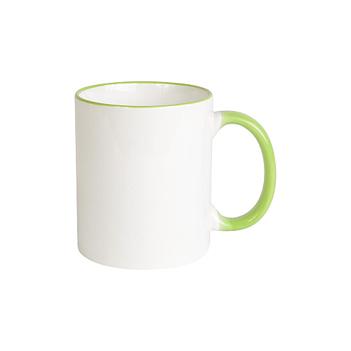 White grade a ceramic mug with coloured handle and edge, for dishwashers 1