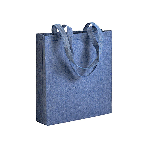 150 g/m2 recycled cotton shopping bag, melange effect, long handles and gusset 1