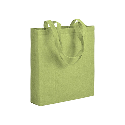 150 g/m2 recycled cotton shopping bag, melange effect, long handles and gusset 1