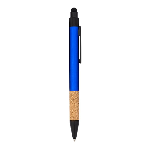 Recycled aluminium snap pen with cork grip and touchscreen 2