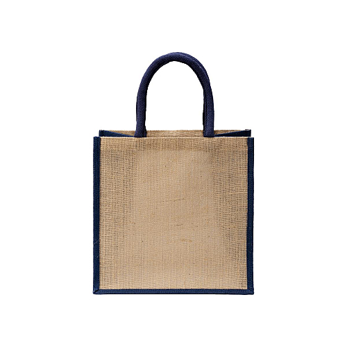 Mini jute shopping bag with colored handles and inserts 2
