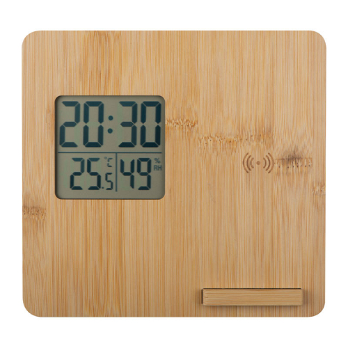 Statie Meteo din Bambus cu Incarcator Wireless 4
