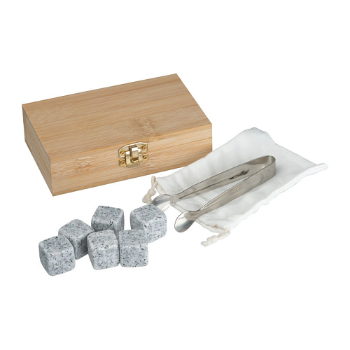 Set cuburi de granit in cutie bambus 2