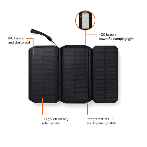 Powerbank solar Nordic Drift Titan 10.000mAh, 3 panouri 3