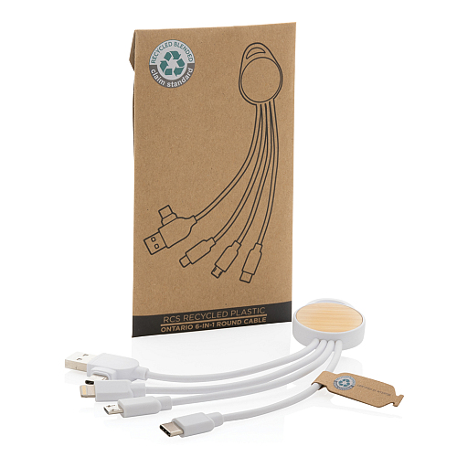 Cablu rotund Ontario 6 in 1 din plastic reciclat RCS 3