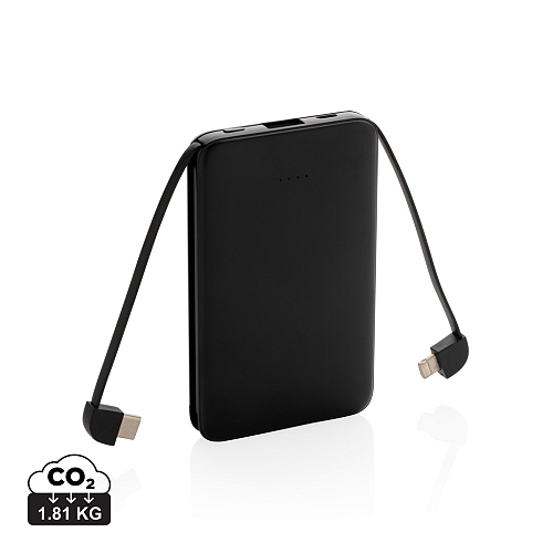 Powerbank de buzunar 5.000 mAh cu cabluri integrate 2