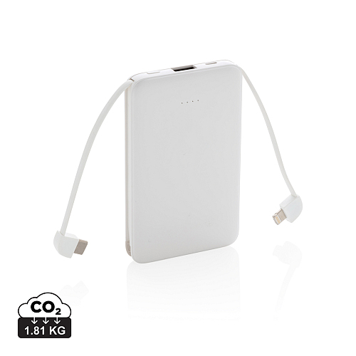 Powerbank de buzunar 5.000 mAh cu cabluri integrate 2