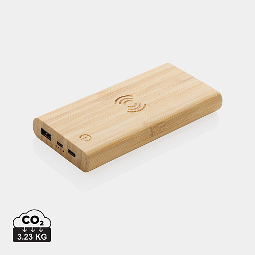 Powerbank wireless 5W de 8.000 mAh din bambus 2