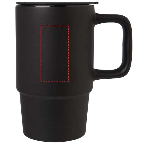 Carter 450 ml ceramic mug with plastic lid 4