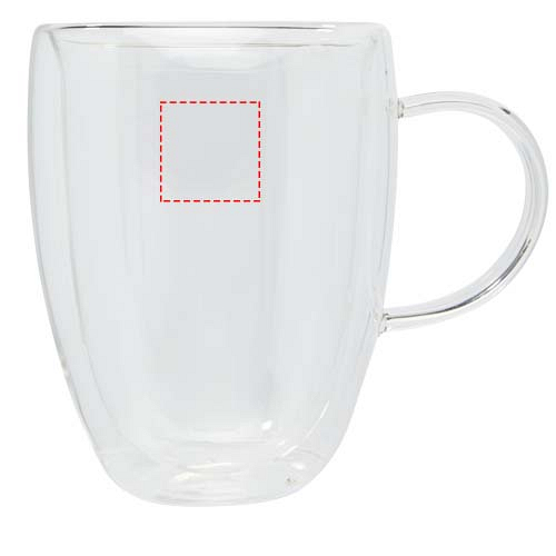 Manti 2-piece 350 ml double-wall glass cup with bamboo coaster 4