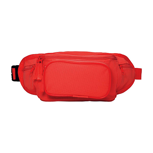 600d polyester 5-pocket waist bag with adjustable waist strap and clip closure 2