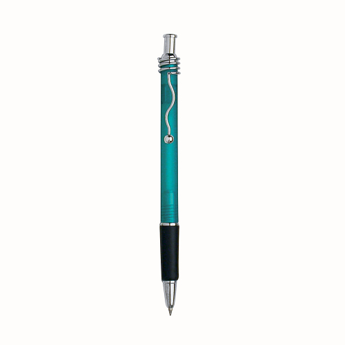 Snap pen with frosted barrel, metal wavy clip and rubberised grip 1