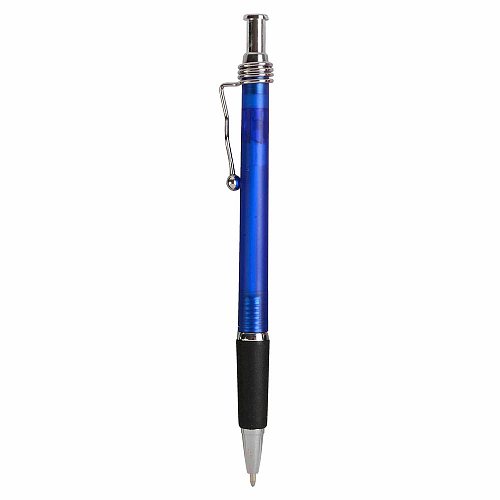 Snap pen with frosted barrel, metal wavy clip and rubberised grip 2