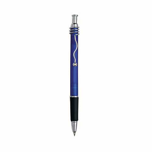 Snap pen with frosted barrel, metal wavy clip and rubberised grip 1