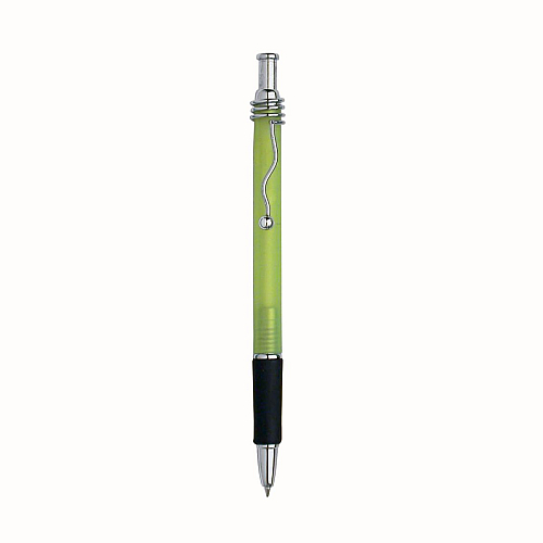 Snap pen with frosted barrel, metal wavy clip and rubberised grip 1