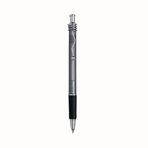 Snap pen with frosted barrel, metal wavy clip and rubberised grip 1