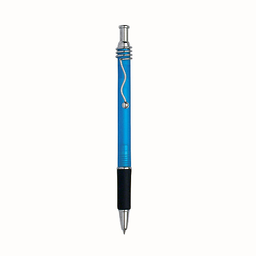 Snap pen with frosted barrel, metal wavy clip and rubberised grip 1