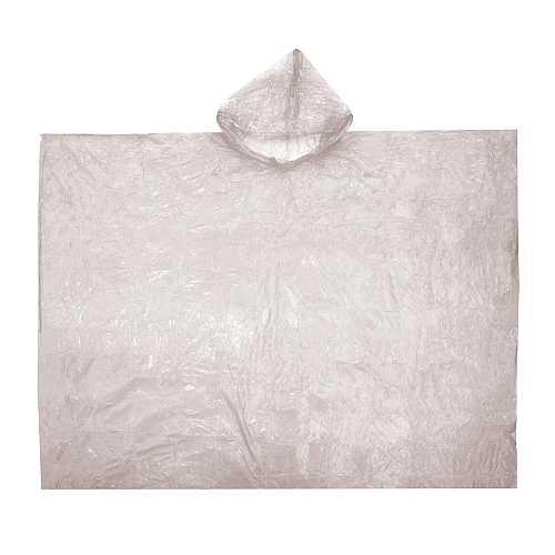 Water-resistant, transparent polyethylene emergency poncho with hood (0.02 mm thick) 1