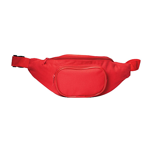 600d polyester 3-pocket waist bag with adjustable waist strap and clip closure 2