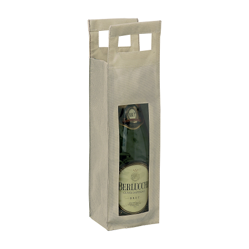 Non-woven fabric bottle bag with transparent plastic window (1 bottle) 1