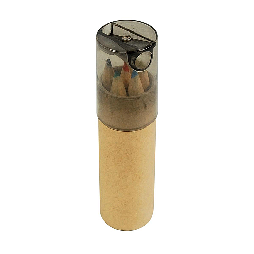 6 wooden colouring pencils with hexagonal cross-sections in a cylindrical cardboard tube 3