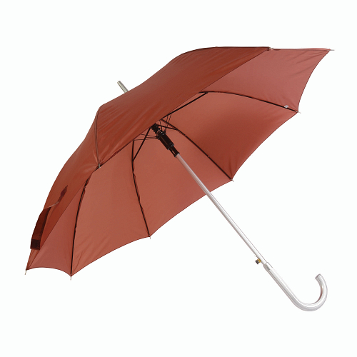Solid-colour automatic umbrella with aluminium shaft, ferrule and curved handle 1