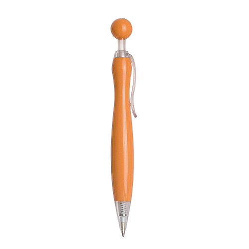Plastic snap pen with coloured round button and barrel 2