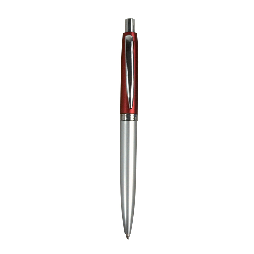 Plastic snap pen with two-tone barrel and metal clip 1