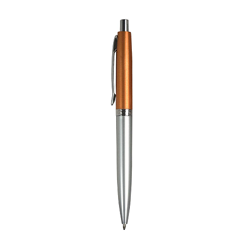 Plastic snap pen with two-tone barrel and metal clip 2