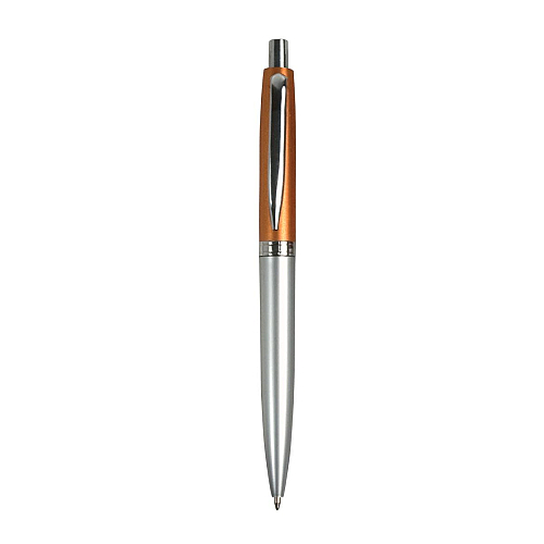 Plastic snap pen with two-tone barrel and metal clip 1