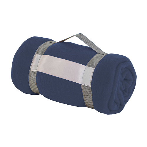 Fleece blanket 190 gr, rolled with customisable nylon straps 1