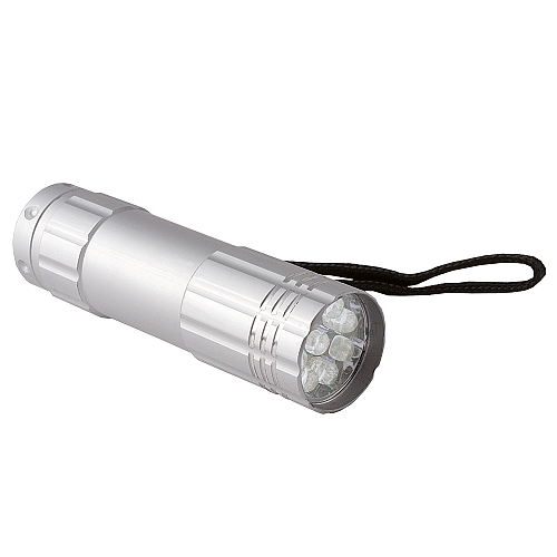 Aluminium 9-led pocket torch with string 1