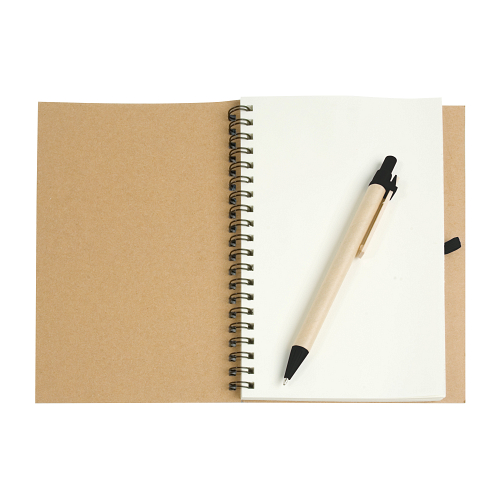Ecycled-paper ring-bound notebook, blank sheets (70 pages) with cardboard pen 2