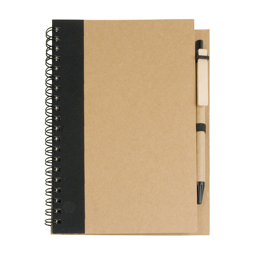 Ecycled-paper ring-bound notebook, blank sheets (70 pages) with cardboard pen 1