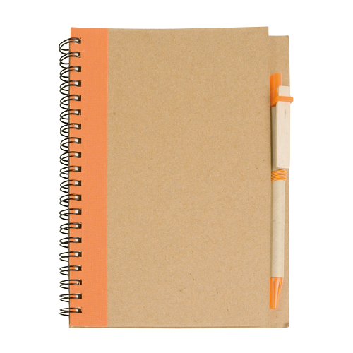 Ecycled-paper ring-bound notebook, blank sheets (70 pages) with cardboard pen 1