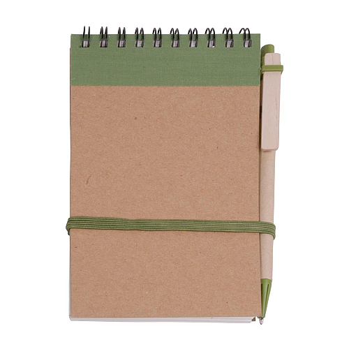 Recycled-paper ring-bound notepad, blank sheets (70 pages) with cardboard pen 1