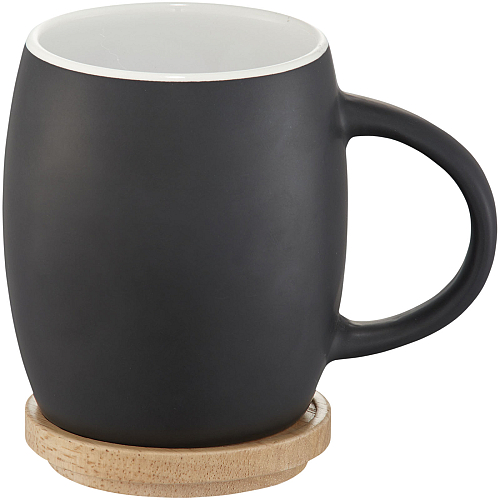 Hearth 400 ml ceramic mug with wooden lid/coaster 1