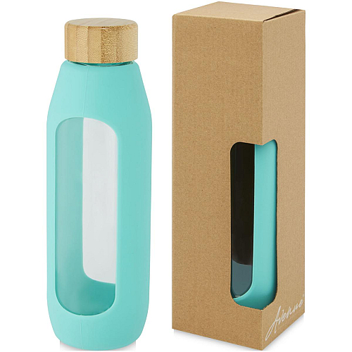 Tidan 600 ml borosilicate glass bottle with silicone grip 1